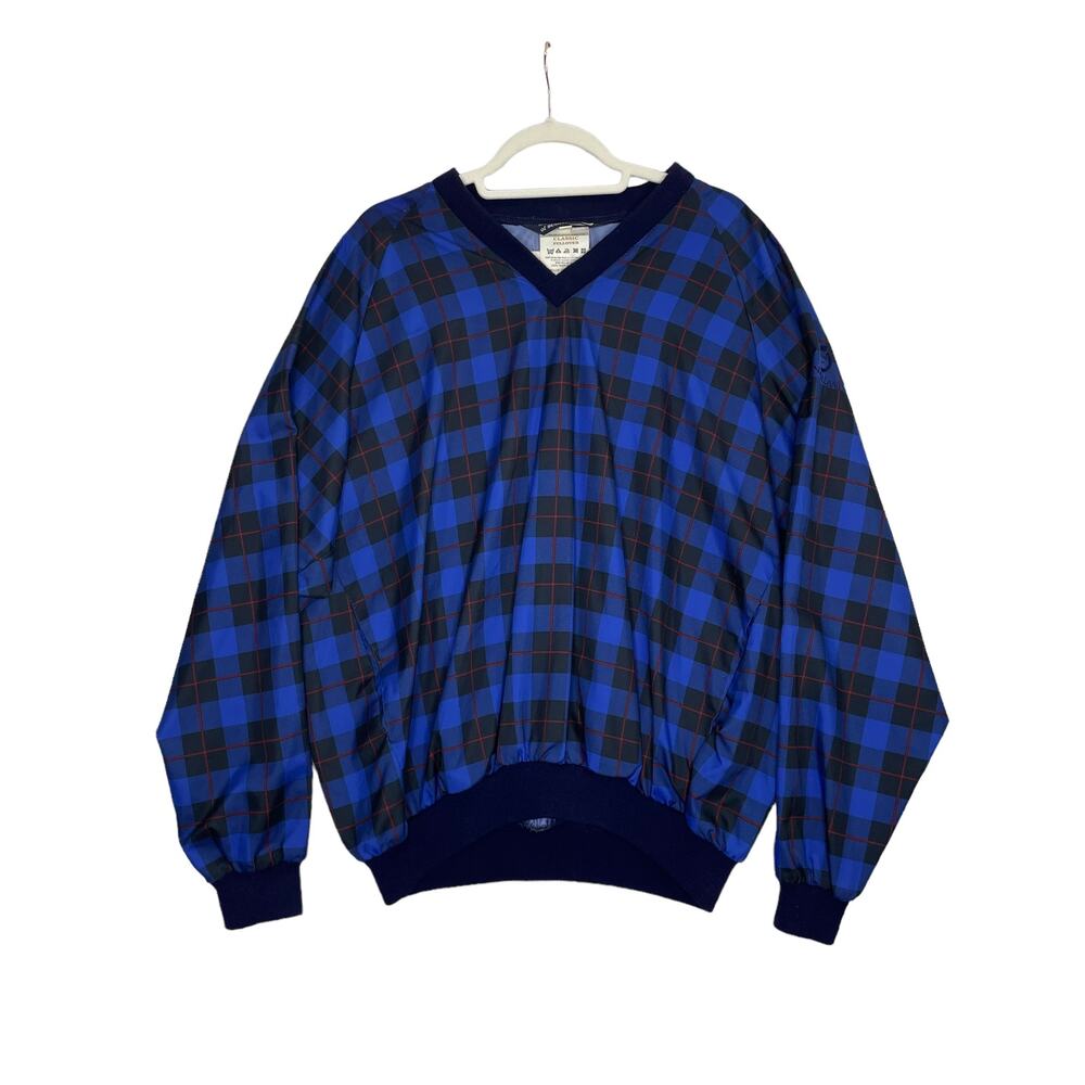 Sunderland of Scotland Size L Classic Pullover Vintage Tartan Plaid blue Nylon
